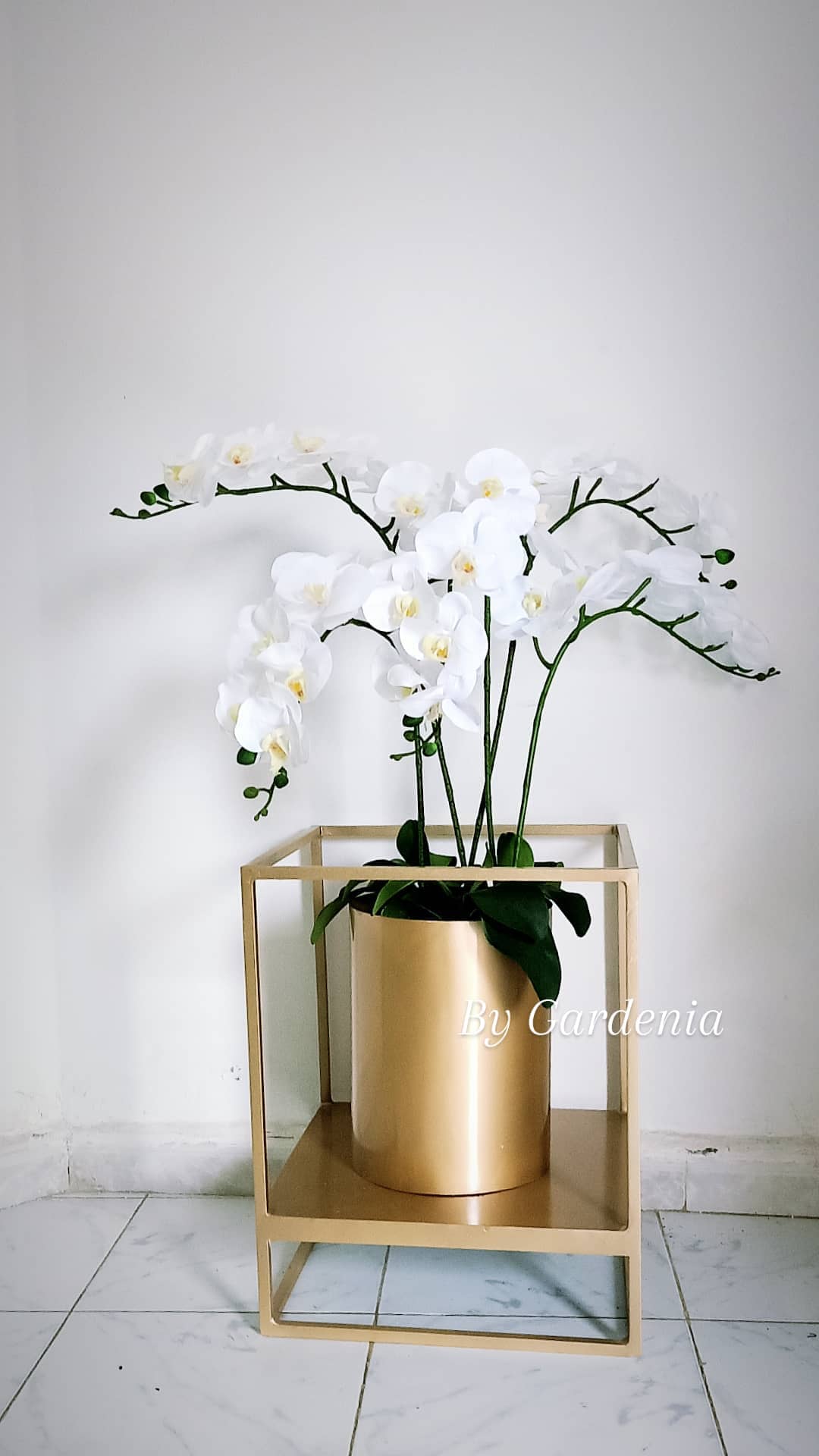 Orchidées Artificielles Blanches Avec Pot Et Support